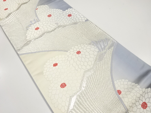 JAPANESE KIMONO / ANTIQUE FUKURO OBI / SILK / WOVEN KIKU